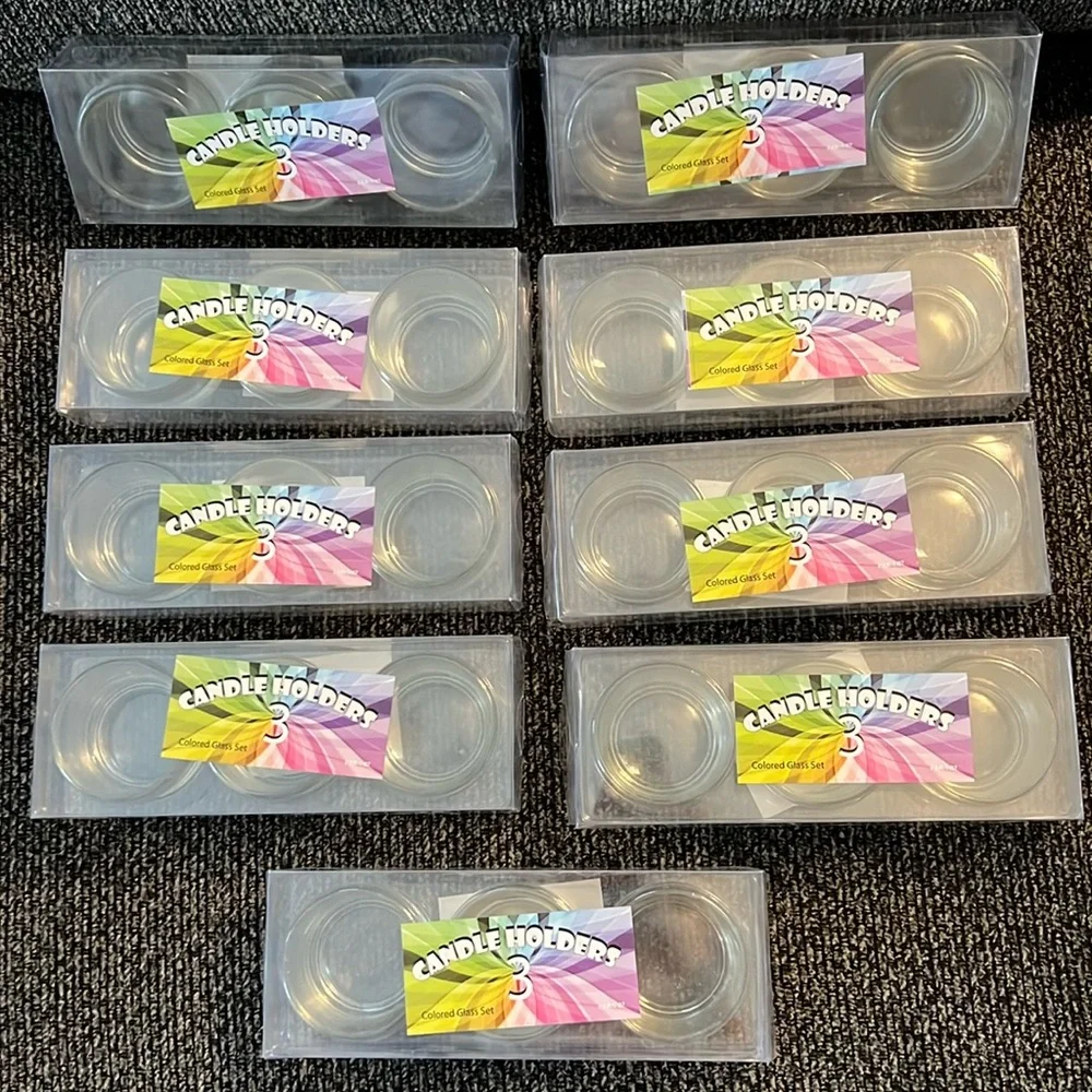 NWOT Clear Candle Holders, 27 total